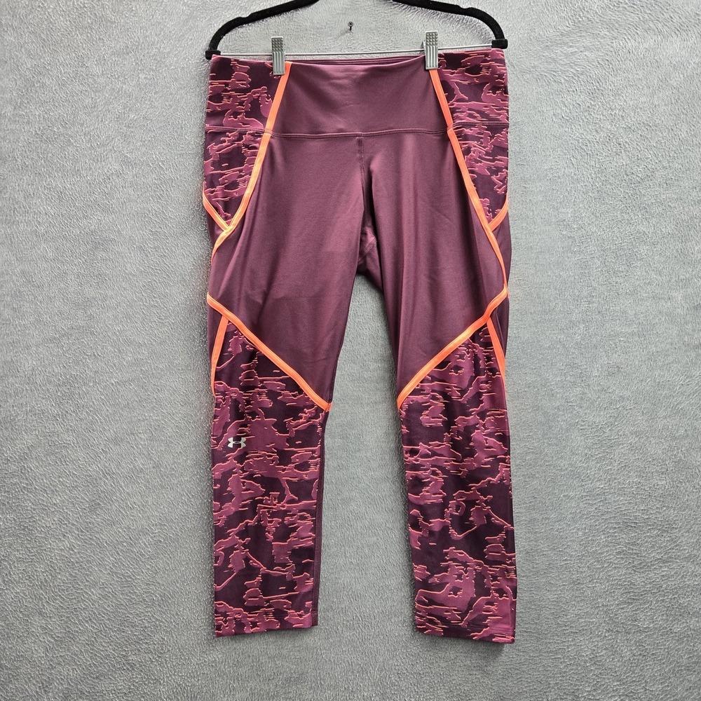Under Armour Women Activewear Pants XL Purple‎ Graphic Heatgear Running Legging